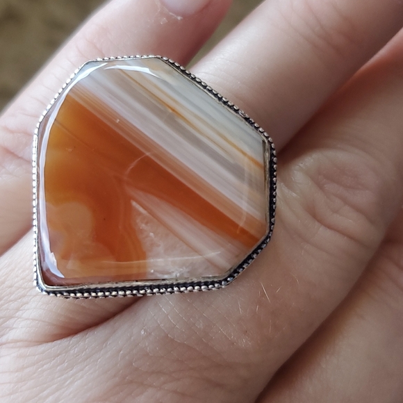 New Botswana Agate 925 Silver Statement Ring. - Picture 4 of 16